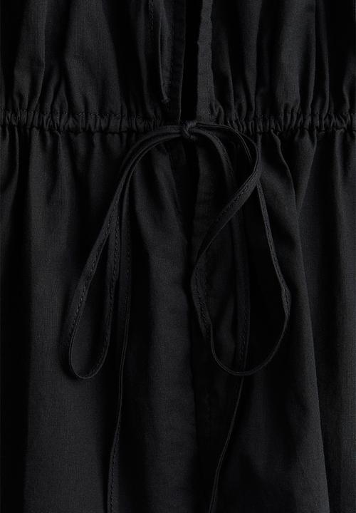 H&M - Tie-detail cotton blouse - black