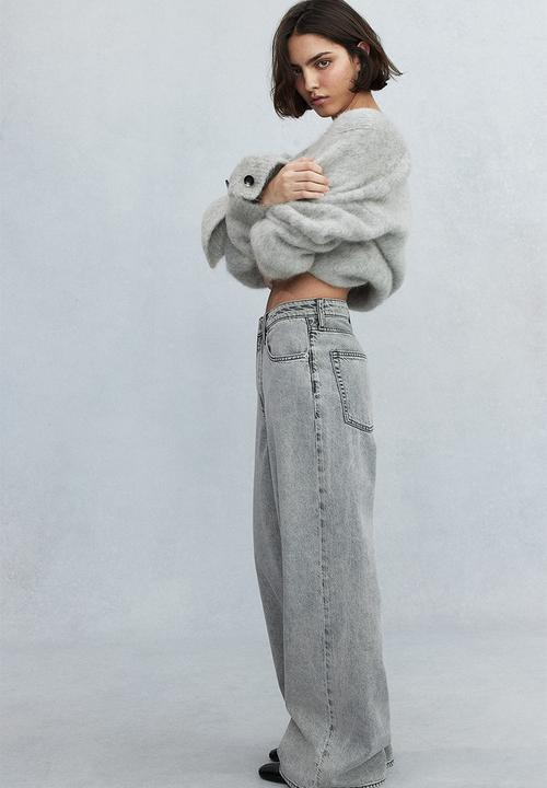 H&M - Feather soft super wide ultra high jeans - dusty grey