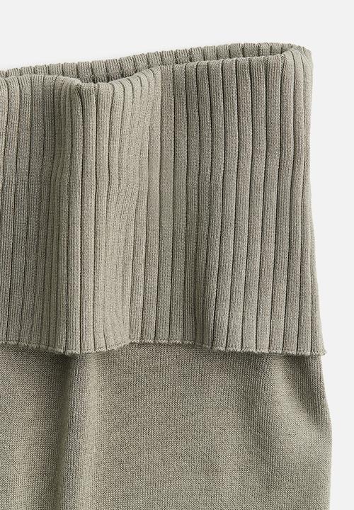 H&M - Flared fine-knit trousers - khaki green