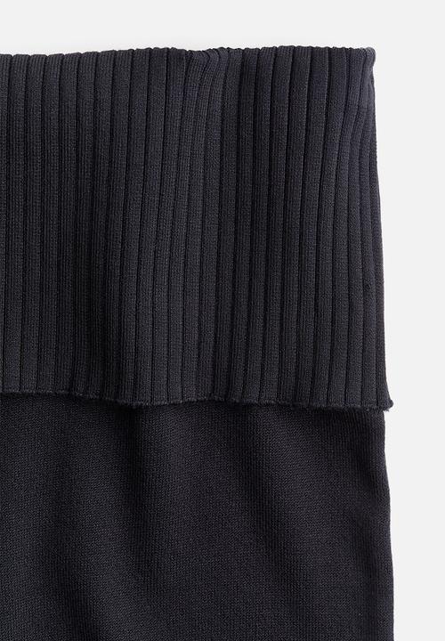 H&M - Flared fine-knit trousers - black