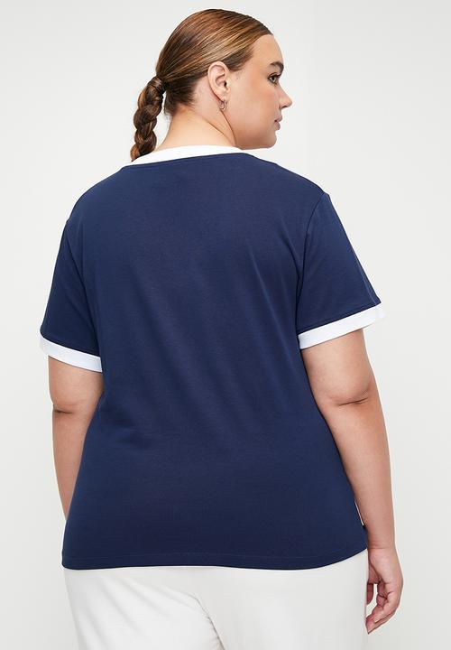 Cotton On - Plus Active V Neck Tshirt - Heritage Blue Stripe / Lcn Miffy
