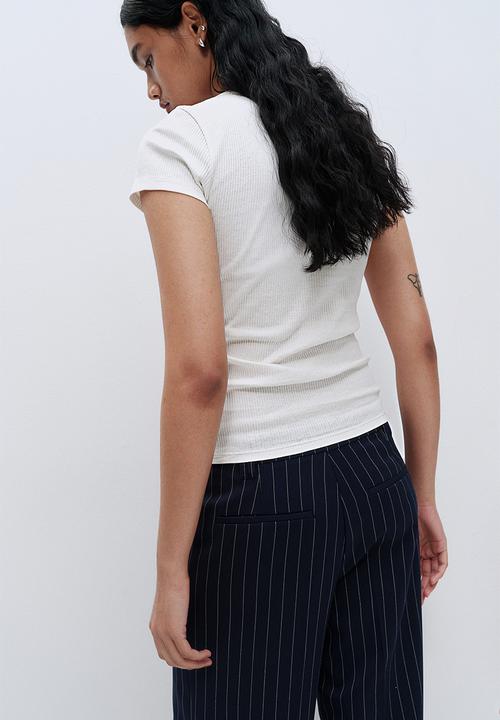 H&M - Ribbed T-shirt - cream