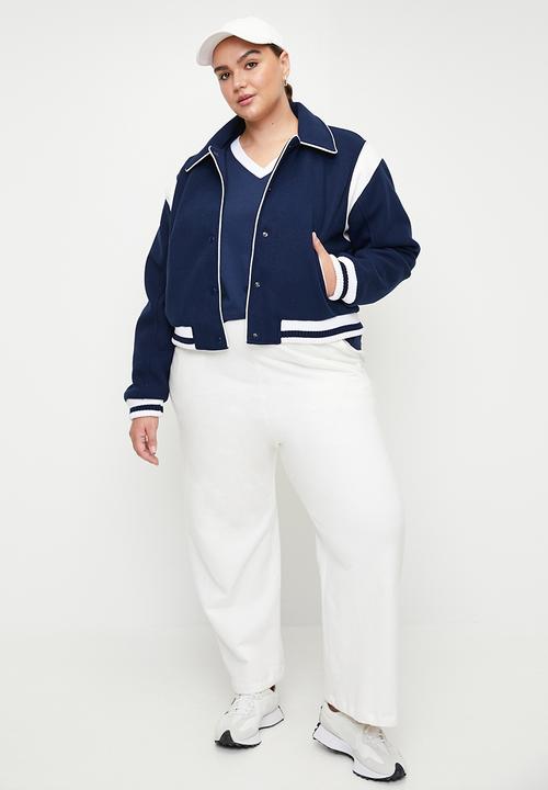Cotton On - Plus On Field Panelled Bomber Jacket - Heritage Blue