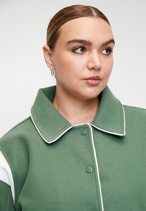 Cotton On - Plus On Field Panelled Bomber Jacket - Emerald Forest