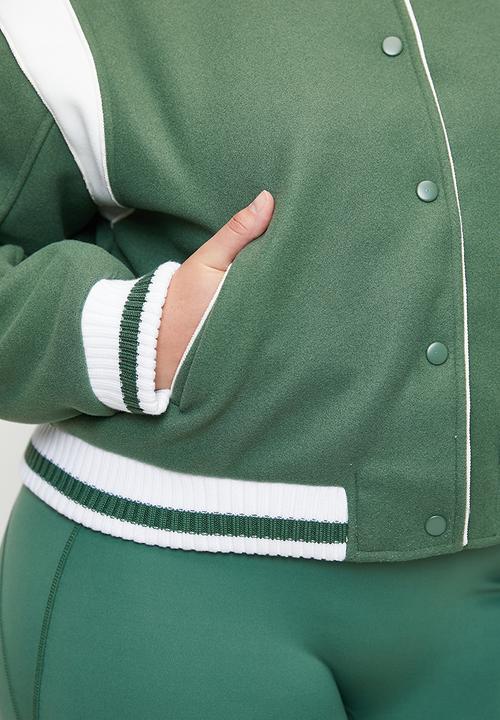 Cotton On - Plus On Field Panelled Bomber Jacket - Emerald Forest