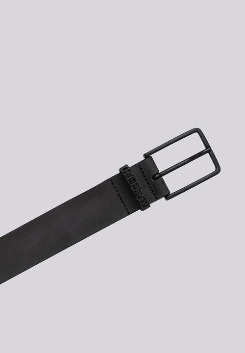 Replay - Velvet Leather Belt - Black