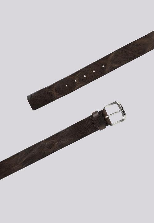 Replay - Vintage Leather Belt - Faded Grey Mud
