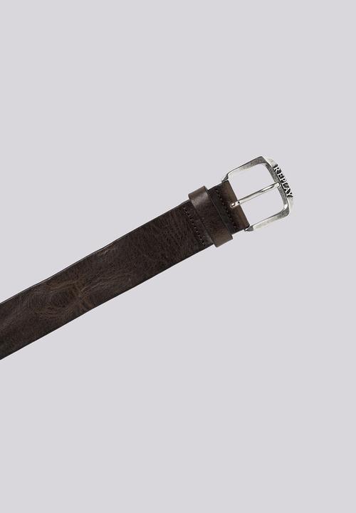 Replay - Vintage Leather Belt - Faded Grey Mud