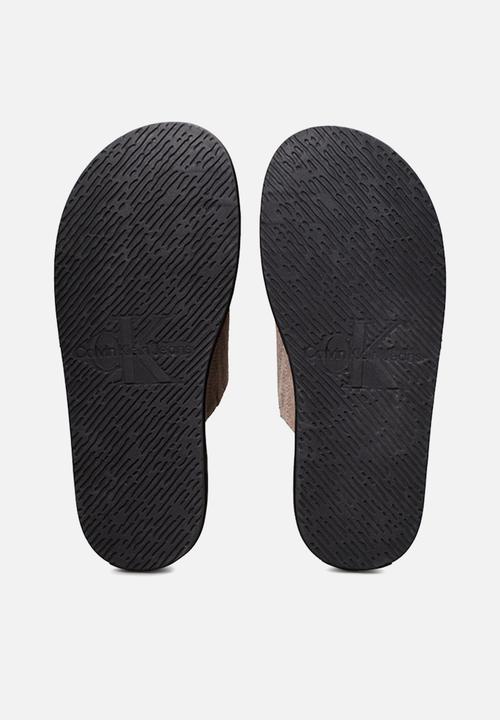 Calvin Klein - Home leather clog - fossil/black