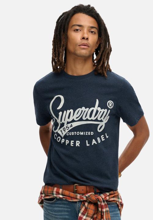 Superdry. - Copper label workwear T-shirt - surplus black blue grit
