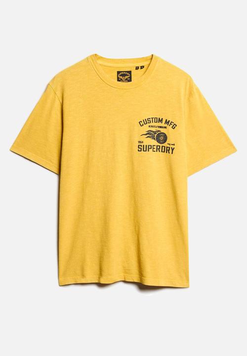 Superdry. - Lo-fi biker graphic loose tee - pigment yellow