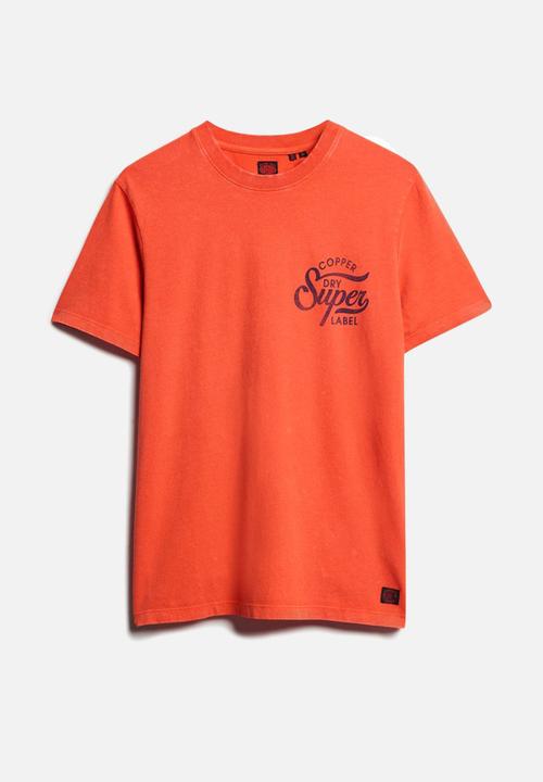 Superdry. - Copper label chest graphic tee - denim co rust orange