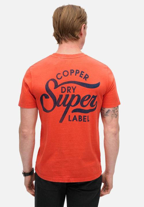 Superdry. - Copper label chest graphic tee - denim co rust orange