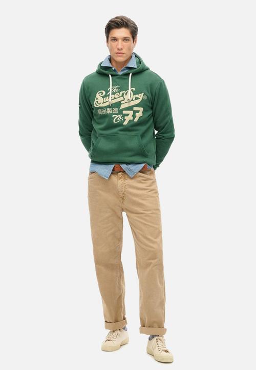Superdry. - Embroider script graphic hood - academy green