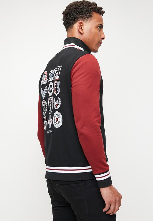 Ben Sherman - Varsity Bomber Jacket - Black/berry