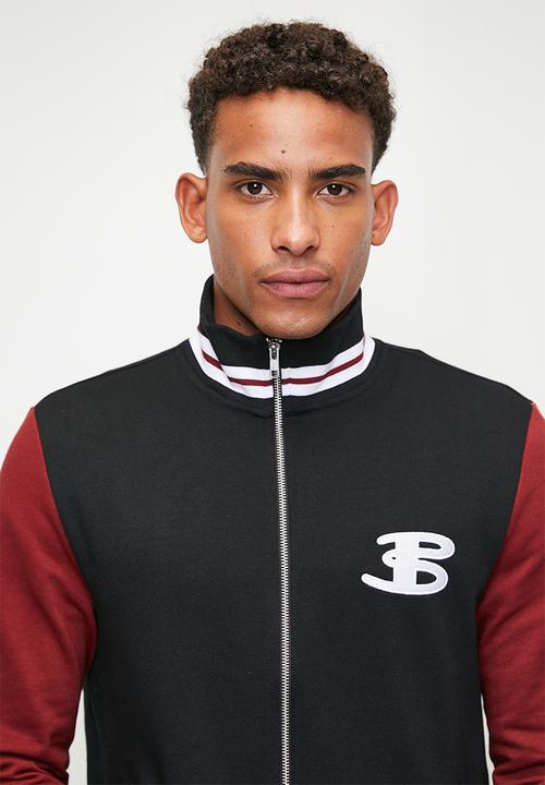 Ben Sherman - Varsity Bomber Jacket - Black/berry