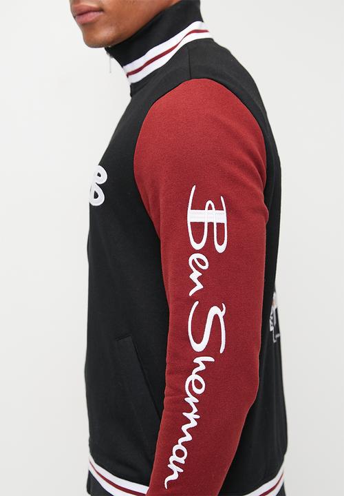 Ben Sherman - Varsity Bomber Jacket - Black/berry