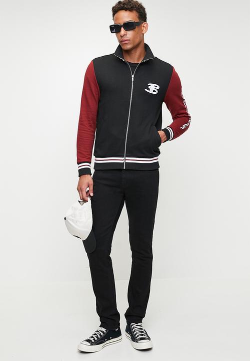 Ben Sherman - Varsity Bomber Jacket - Black/berry
