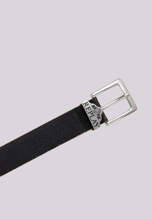 Replay - Crinckle Leather Belt - Black