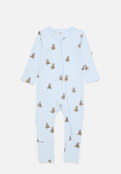 Cotton On - 2 pack organic pointelle zip romper - white water blue/vintage teddy&oatmilkgingham