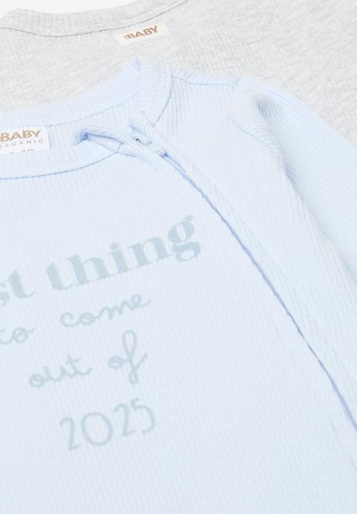 Cotton On - 2 pack organic pointelle zip romper - white water blue/best thing 2025&cloud marle
