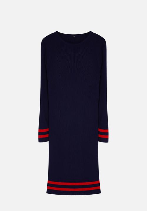 Trendyol - Plus Corduroy Knitwear Plus Size Dress - Navy Blue