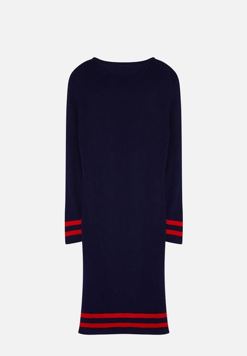 Trendyol - Plus Corduroy Knitwear Plus Size Dress - Navy Blue
