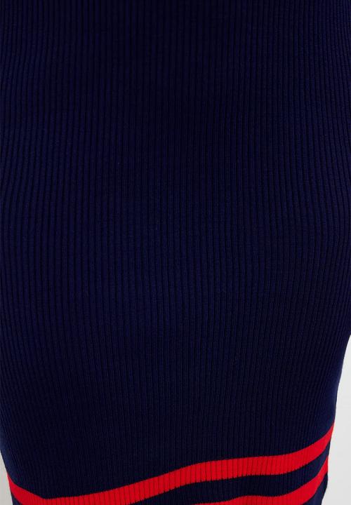 Trendyol - Plus Corduroy Knitwear Plus Size Dress - Navy Blue