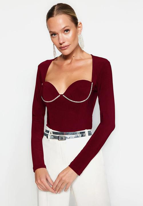 Trendyol - Claret shiny stone body - red