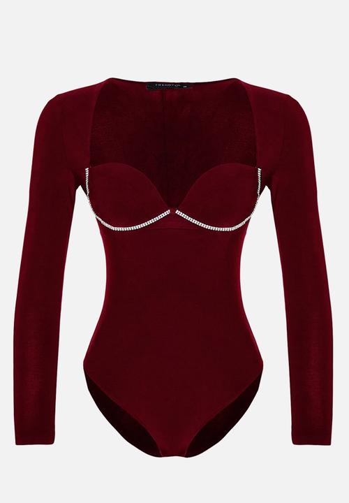 Trendyol - Claret shiny stone body - red