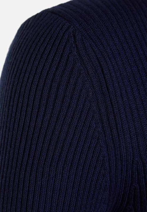 Trendyol - Mini Knitwear Striped Hem Dress - Navy Blue
