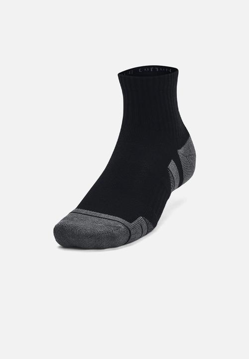 Under Armour - UA Performance Cotton 3 Pack Qtr - Black / Black / Pitch Gray