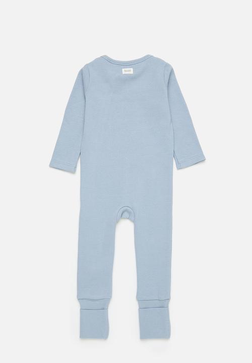 Cotton On - The long sleeve rib romper - dusty blue/airplane bear