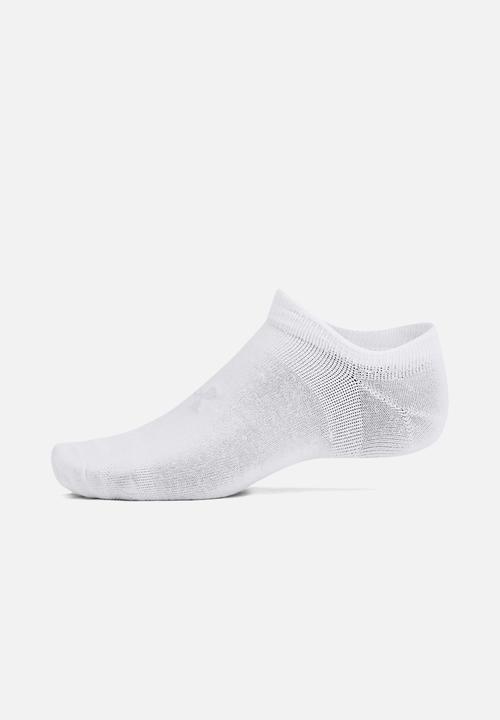 Under Armour - UA Essential No Show 6 Pack - White / White / Halo Gray