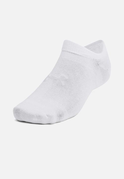 Under Armour - UA Essential No Show 6 Pack - White / White / Halo Gray