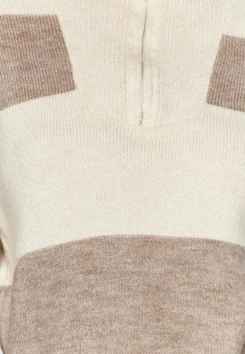 Trendyol - Soft texture zipper knitwear sweater - beige 