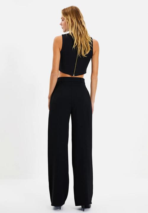 Trendyol - Wide Leg Woven Trousers - black