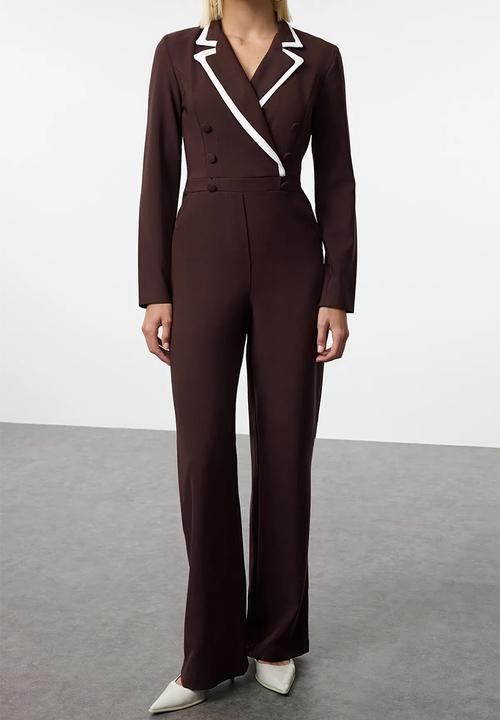 Trendyol - Buttoned Woven Overalls - brown