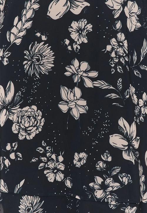 Trendyol - Floral Chiffon Lined Winter Dress - Black 