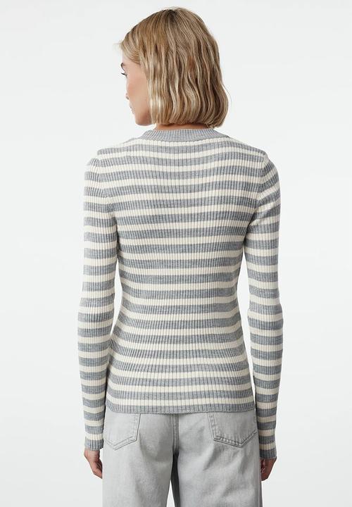 Trendyol - Grey basic striped knitted sweater