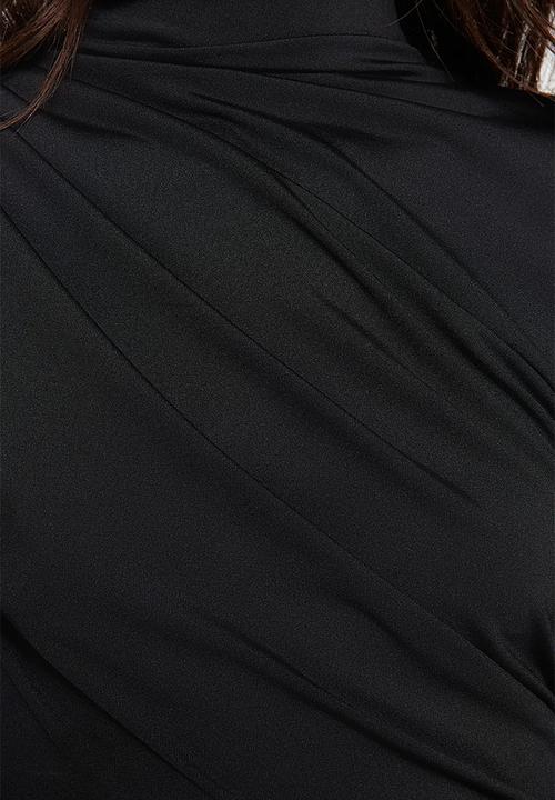 Trendyol - Drawstring detailed high neck knitted bodysuit - black
