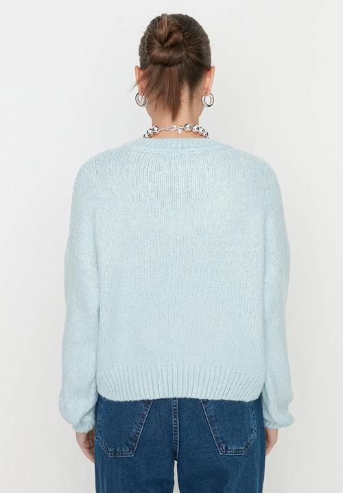 Trendyol - Wide fit soft textured knitwear sweater - mint 