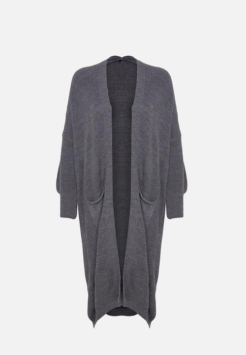 Trendyol - Anthracite maxi basic knitwear cardigan