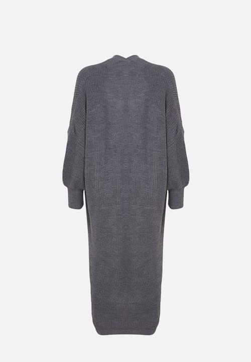 Trendyol - Anthracite maxi basic knitwear cardigan