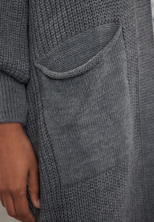 Trendyol - Anthracite maxi basic knitwear cardigan
