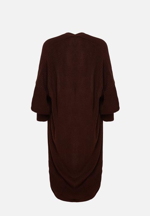 Trendyol - Brown Maxi Basic Knitwear Cardigan