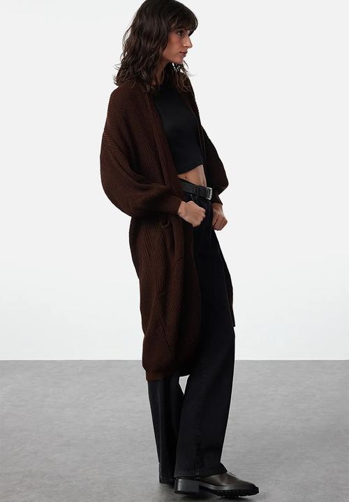 Trendyol - Brown Maxi Basic Knitwear Cardigan
