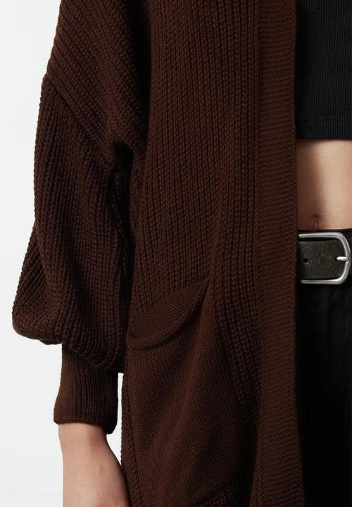 Trendyol - Brown Maxi Basic Knitwear Cardigan
