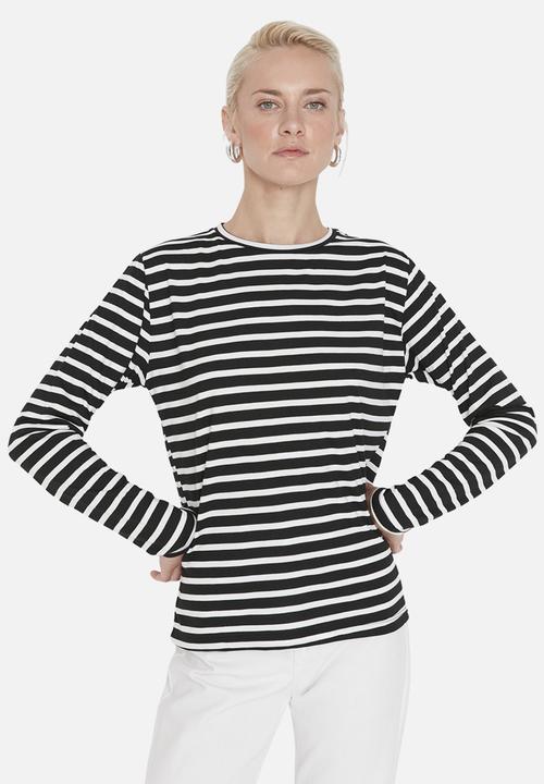 Trendyol - Striped crew neck Knitted t-shirt - black 