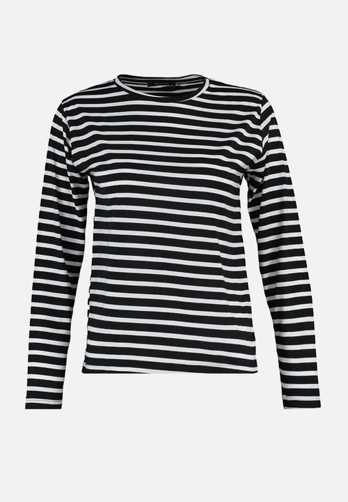 Trendyol - Striped crew neck Knitted t-shirt - black 
